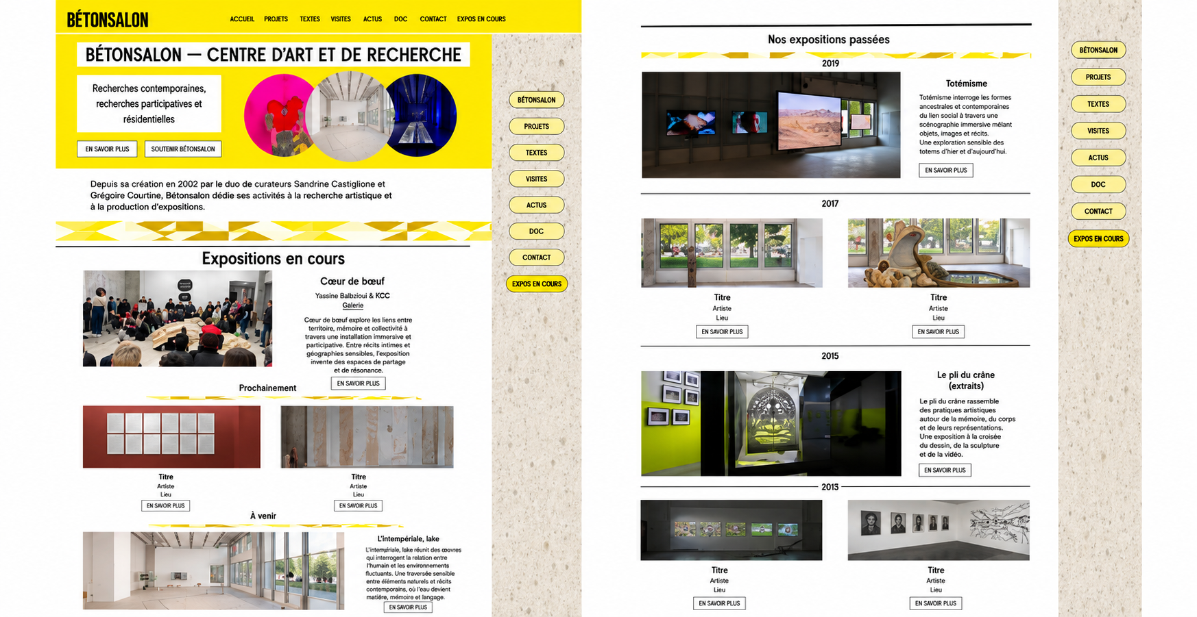 Refonte de la page d'expositions
