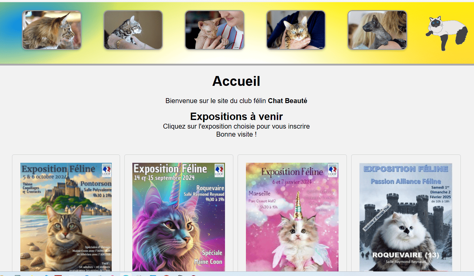 appli de gestion d'exposition féline